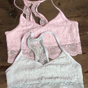 Two girls Abercrombie pastel laced bras